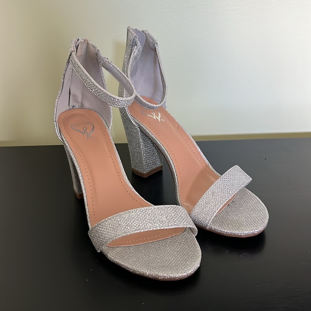 Windsor Shimmer In Rhinestone Block Heels - Picture 4 of 9